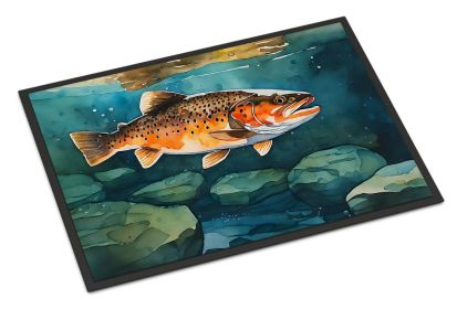 NEW Brown Trout Doormat Front Door Mat Indoor Outdoor Rugs for Entryway, Non Slip Washable Low Pile, 18H X 27W