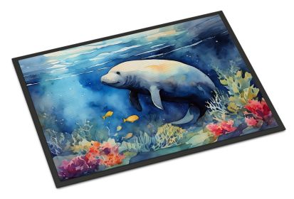 Manatee Doormat Front Door Mat Indoor Outdoor Rugs for Entryway, Non Slip Washable Low Pile, 24H X 36W