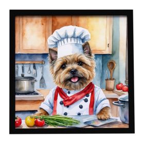 Cairn Terrier The Chef Framed Metal Print Bathroom, Kitchen, Office, Home Decor Wall Art Ready to Hang, Square, 8X8