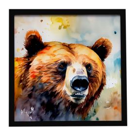 Grizzly Bear Framed Metal Print Bathroom, Kitchen, Office, Home Decor Wall Art Ready to Hang, Square, 8X8