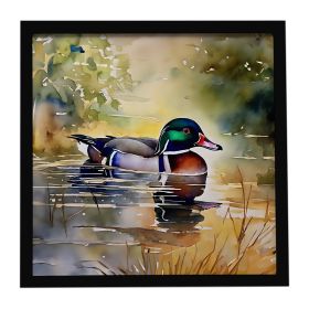 Wood Duck Framed Metal Print Bathroom, Kitchen, Office, Home Decor Wall Art Ready to Hang, Square, 8X8