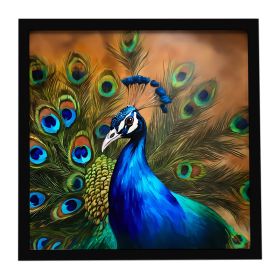Peacock Framed Metal Print Bathroom, Kitchen, Office, Home Decor Wall Art Ready to Hang, Square, 8X8