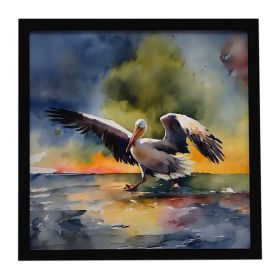 Pelican Framed Metal Print Bathroom, Kitchen, Office, Home Decor Wall Art Ready to Hang, Square, 8X8