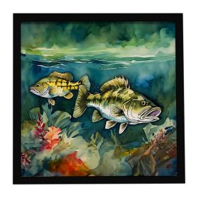 Smallmouth Bass Framed Metal Print Bathroom, Kitchen, Office, Home Decor Wall Art Ready to Hang, Square, 8X8