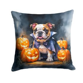 English Bulldog Puppy Halloween Throw Pillow Machine Washable, Indoor Outdoor Decorative Pillow for Couch, Bed or Patio, 14Hx14W