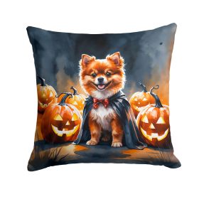 Pomeranian Puppy Halloween Throw Pillow Machine Washable, Indoor Outdoor Decorative Pillow for Couch, Bed or Patio, 14Hx14W