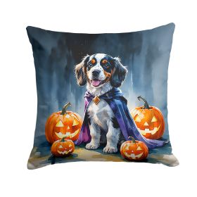 Welsh Springer Spaniel Puppy Halloween Throw Pillow Machine Washable, Indoor Outdoor Decorative Pillow for Couch, Bed or Patio, 18Hx18W