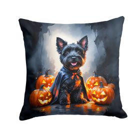 Scottish Terrier Puppy Halloween Throw Pillow Machine Washable, Indoor Outdoor Decorative Pillow for Couch, Bed or Patio, 18Hx18W