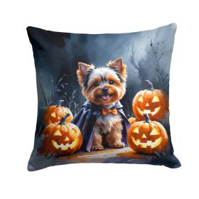 Yorkshire Terrier Puppy Halloween Throw Pillow Machine Washable, Indoor Outdoor Decorative Pillow for Couch, Bed or Patio, 18Hx18W