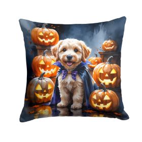 Labradoodle Puppy Halloween Throw Pillow Machine Washable, Indoor Outdoor Decorative Pillow for Couch, Bed or Patio, 18Hx18W