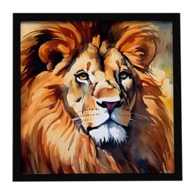Lion Framed Metal Print Bathroom, Kitchen, Office, Home Decor Wall Art Ready to Hang, Square, 8X8 (Default: Default)
