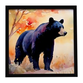 American Black Bear Framed Metal Print Bathroom, Kitchen, Office, Home Decor Wall Art Ready to Hang, Square, 8X8 (Default: Default)