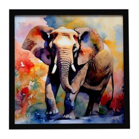 Elephant Framed Metal Print Bathroom, Kitchen, Office, Home Decor Wall Art Ready to Hang, Square, 8X8 (Default: Default)